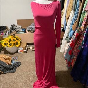 Lulu's Fuchsia One-Shoulder Gown
